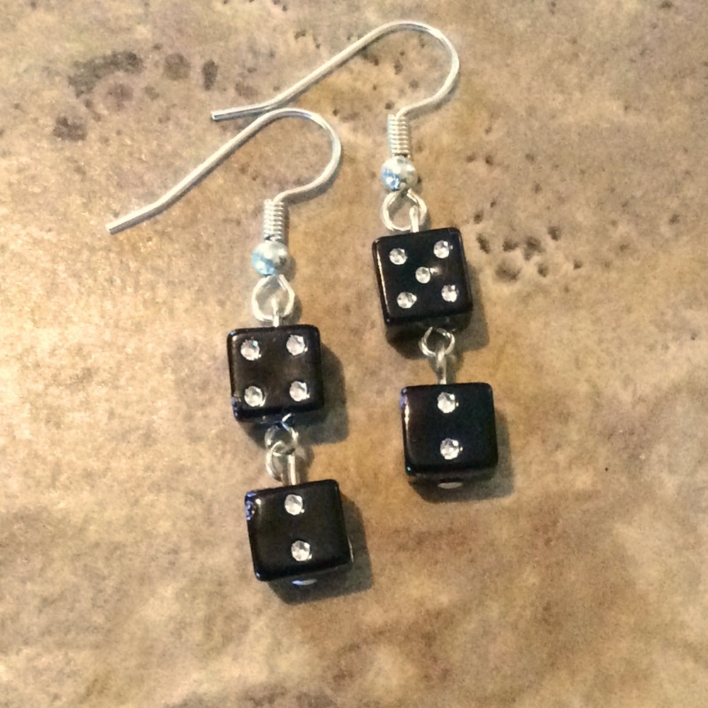 4/$20 Black Double Dice Earrings